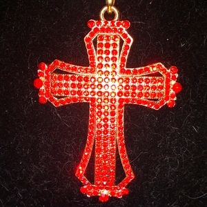 Red Crystal Cross Pendant Necklace